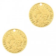 Metal Bohemian pendant Coin Gold